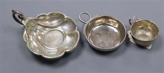 Three continental white metal taste vin, including Austro-Hungarian and Scandinavian?, largest 15cm.